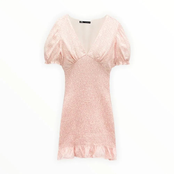 ZARA | Pink | TEXTURED PRINTED DRESS - Picture 2 of 9